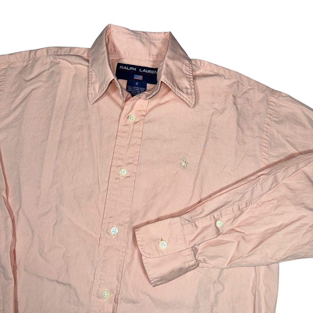 Ralph Lauren Polo Sport Peach Salmon Cotton Button Up Shirt Women's Size 2